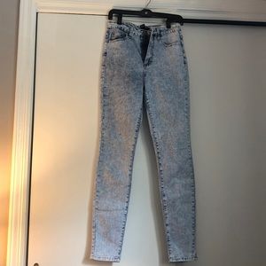 High waisted acid wash skinny jeans